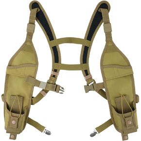 KUNN Radio Holster with Chest Buckle,Double Shoulder Radio Harness Walkie Talkie Holder Shoulder Holster Radio Shoulder Holster Radio Harness Holster Universal Holster for Police,Black