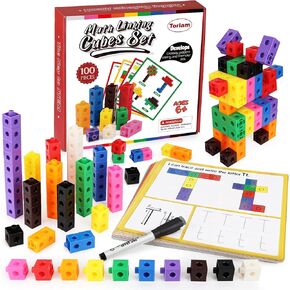 Torlam Math Cubes Math Manipulatives Activity Set, Counting Toys Snap Linking Cube for Kids Kindergarten Learning Activities