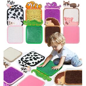 Craftstory Montessori Toys Sensory Mini Mats for Toddlers, 8 Set Assorted Textured Sensory Tiles, Tactile Sensory Wall Panel for Calm Down Corner Autism Classroom, Fine Motor Toys Gifts for Girls Boys