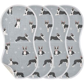 Boston Terrier Dog Do Yoga Muslin Burp Cloths for Baby 4 Pack 100% Cotton Baby Washcloths Bibs for Boy Girl