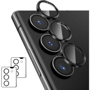 AGVEE 3 * 2 Set 6Pcs for Samsung Galaxy S23 / S23 Plus Camera Lens Protector, 9H Tempered Anti-Scratch Glass with Aluminum CD Pattern Lens Ring Cover for S23 (6.1") S23+ (6.6") Accessories, Colorful