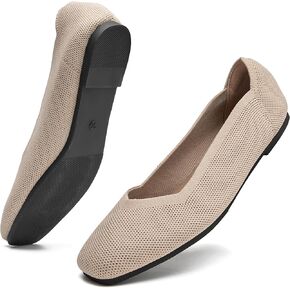 Womens Square Toe Flats Knit Ballet Shoes Comfort Dress Shoes Classic Softable Low Slip On Flats for Women