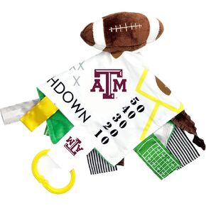 The Learning Lovey Texas A&M University Baby Football Tag Toy - College Baby Sensory Crinkle Toys - Soft & Safe - Ideal Baby Stroller Toy - BPA Free w/Stroller Clip (10" x 10" Tag Toy)…