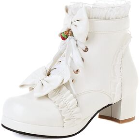 MEOTINA Goth Platform Boots Chunky High Heels Ankle Boots Lace Buckle Gothic Cosplay Booties Zipper Punk Shoes