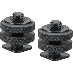 PATIKIL 3/8"-16 Camera Hot Shoe Mount, 2 Pack Flash Cold Shoe Mount Tripod Screw Adapter for DSLR Rig, Black