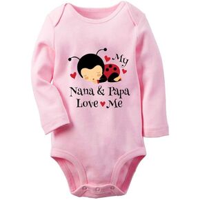 Cute Ladybug My Nana & Papa Love Me Newborn Jumpsuit Baby Climbing Long Sleeve Bodysuit