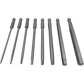 مجموعة لقم مفك براغي سداسية NGe، طول 100 مم، ساق سداسية 1/4 بوصة، سبائك فولاذ S2، طرف مغناطيسي، رأس سداسي، 8 قطع (H1.5 H2 H2.5 H3 H4 H5 H6 H8) in Kuwait