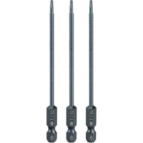 HARFINGTON 3pcs T27 Torx Screwdriver Bit 1/4" Hex Shank 4" Long S2 Steel Magnetic 6 Point Screw Driver Bits Industrial Grade Tamper Proof Star Drill Bits with Hole Torx Head