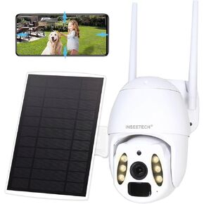 Solar Tuya Smart Camera, 4MP Solar Security Camera Wireless Outdoor with Floodlight, PTZ WiFi Camera for Home Surveillance, 98FT Night Vision, Motion Detection, Waterproof IP66, 2 Way Audio