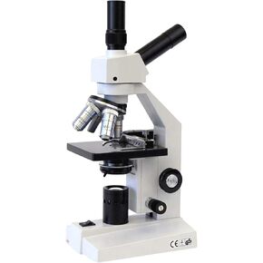 AmScope D120C-MS Dual-View Compound Monocular Microscope, WF10x and WF25x Objectives, 40X-2500X Magnification, Brightfield, 1.25 NA Abbe Condenser, Mechanical Stage