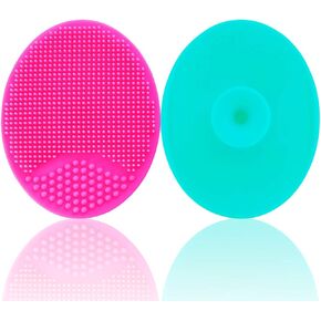 Baby Bath Silicone Cradle Cap Brush/Exfoliating and Massaging Brush/Soft Kids Washcloth (Green + Rose Red)