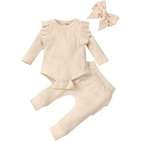 Newborn Baby Girl Clothes Outfits Infant Romper Ruffle Floral Pants Cute Toddler Baby Girl Clothes Set 3PC