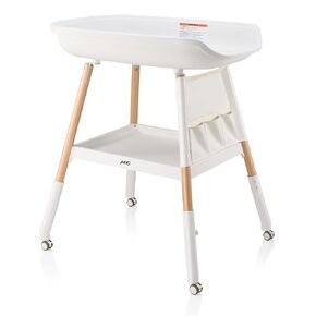 JMMD Baby Changing Table, Changing Station for Nursery, Adjustable Height Diaper Station with Waterproof Changing Pad and Storage for Baby 0-5 Months, White