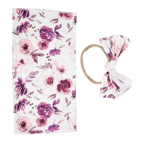 Receiving Blanket, Infant Swaddle Blanket, Skin‑Friendly Soft Baby Swaddle Blanket, for Receiving(Deep Purple Flower, 8080)