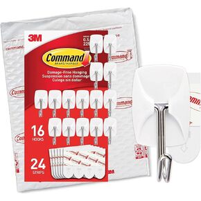 Command Small Wire Toggle Hooks, Damage Free Hanging Wall Hooks with Adhesive Strips, No Tools Wall Hooks for Hanging Organizational Items in Living Spaces, 28 White Hooks and 32 Command Strips