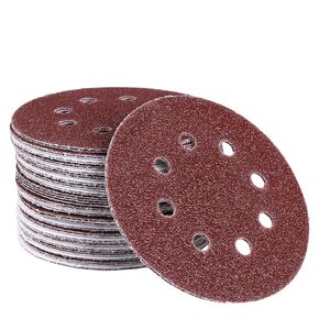 UEETEK Hook and Loop Sanding Discs 8 Hole 5 Inch Sandpaper Round Shape（A Pack of 50） (40 Grit)