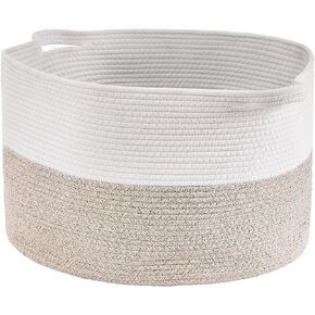 VEVOR Blanket Basket, 87L, Cotton Rope Basket, Woven Basket with Handles, 20" x 14" Round Laundry Hamper Basket Collapsible Extra Large Storage Basket Bins for Organizing Clothes Kids Toys Pillows