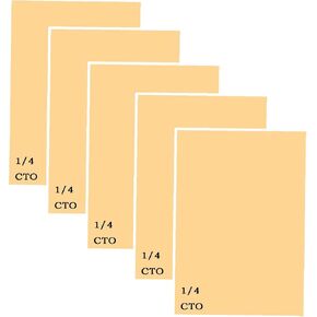 5 Packs 1/4 CTO Light Gels Sheet,Orange Warm Correction Filter Colored Film,Color Gels for Lighting Photography Photo Studio Led Strobe Video,16x20 Inch