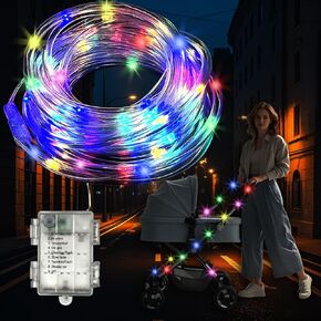 15Ft Multicolor Stroller Lights, Baby Stroller Lights for Walking, Stroller accessories make strollers easy to spot, Equipped with cable ties for easy installation, Bicycle LED light accessories