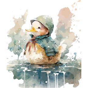 Adorable Watercolor Duck Wall Stickers for Nursery, Cute Lovely Farm Animal Baby Duck Decals Vinyl Waterproof Peel Removable Murals for Kids Baby Room Bathroom Toilet Playroom Furniture Classroom
