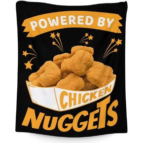 Chicken Nugget Blanket for Kids - 40x50 Inches Crib Size - Soft Fuzzy Cozy Blanket Gift - Black Funny Food Blanket for Couch