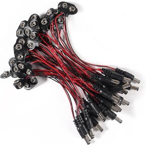 30 Pcs I Type 2.1 x 5.5 mm Male DC Power Plug 9V Battery Button Connector Battery Holder for Arduino