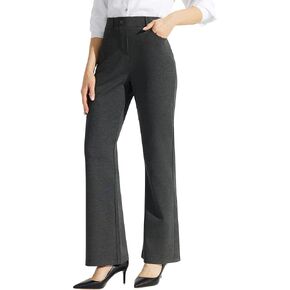 سروال Libin النسائي ذو الرقبة الطويلة مقاس 30 بوصة، سروال عمل كاجوال عالي الخصر وقابل للتمدد للنساء، بنطلون مكتب اليوغا مع 4 جيوب، أسود، 6 in Kuwait