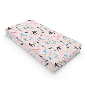 Colorful Sea Animals Changing Pad Covers Ocean Whale Dolphin Turtle Shells Corals Lighthouse Ship Fitted Baby Changing Table Sheets for Boy Girl Soft Stretch Diaper Changing Table Mats 32''x16''