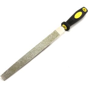 TEMO 10 Inch (25 cm) Long Diamond Coated Flat File Grit 60 Coarse, Diamond Coated Flat File Plastic Handle Hand Tools for Grinding on Glass, Stone, Marble, Rock, Bone