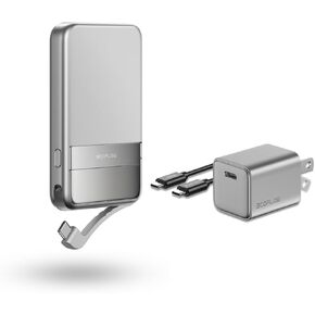 EF ECOFLOW Rapid Power Bank Wireless 5000mAh, Qi2 Certified Ultra-Fast Magnetic Portable Charger with Stand & Built-in USB-C Cables, Battery Pack Compatible with iPhone 16/15, Samsung, iPad, AirPods
