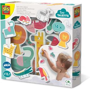 SES Creative: Bath Safari Animals - 14 Colorful Reusable Foam Stickers, Works W/Multiple Surfaces, Fun Tub & Water Toy, Baby-Toddlers-Kids Ages 1+