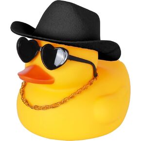 6.89 Inches Large Rubber Duck with Crown and Pearl Necklace,Giant Rubber Duck,Squeaky Ducking Big Yellow Rubber Duckies for Car Dashboard Decorations Bath Toy Creative Gifts