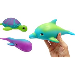 JA-RU Ocean Squirt Squishy Water Animals (3 Water Toys) Fun Floating Foam Sea Animal Toys for Kids. Sea Turtle, Dolphin, Whale Toddler Bath Toys. Pool & Beach Accessories. 4012-3s
