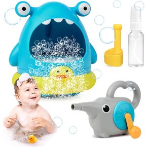 Shark Bubble Machine Bath Toy – Fun Baby Bath Bubble Maker with 2 Attachments for Extra Bubbles