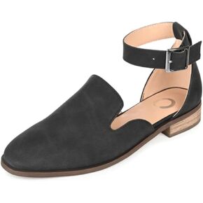 Journee Womens Loreta Buckle Square Toe Loafer Flats
