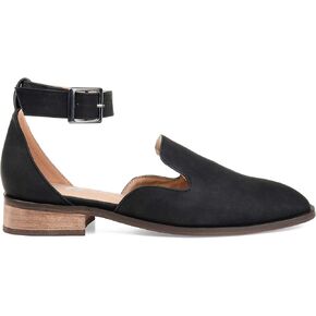 Brinley Co. Womens Square Toe Ankle Strap Flat Black, 10 Regular US