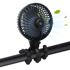 Mini portable fan, 4-Speed 360° Rotation LED Rechargeable Portable Fan, Rechargeable Battery Powered Tripod handheld Fan Great Ideal for Baby Car Seat Crib Travel Treadmill Summer