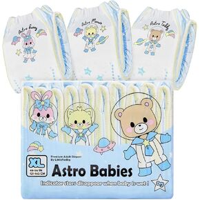 Littleforbig Printed Adult Brief Diapers 10 Pieces - Astro Babies (Medium 28"-38")