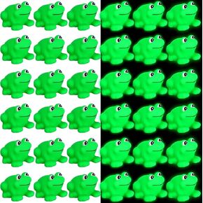 Ferraycle 36 Pcs Mini Rubber Frogs Glow in The Dark Rubber Frogs Baby Shower Tiny Rubber Frogs Bulk, Float Bath Toys Bathtub Mini Frogs for Shower Birthday Party Favors Carnival Gift