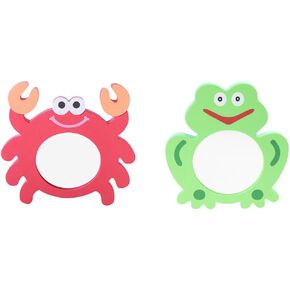 2pcs Mirror Bath Toy Baby Toddler Cartoon Frog Crab Mirror Bathing Plaything Water Toy for Kids Toddler