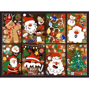6 Sheets Christmas Window Clings Stickers, Oil Painting Xmas Tree Ball Pine Needle Window Decals Winter Snowflake Stickers for Home Office Glass Window Decoration