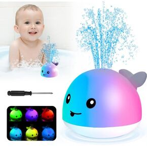 ZHENDUO Baby Bath Toys,Rechargeable Light Up Bath Toys for Kids Toddlers,Whale Bath Fountain Toy, Spray Water Pool Bathtub Toys for Toddlers, Pool Bathroom Toy for Baby Infant (A)