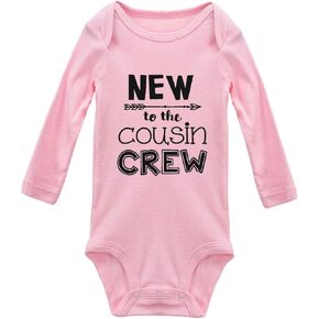 Baby New to The Cousin Crew Toddler Rompers Baby Boy Girl Bodysuit Long Sleeve Pink