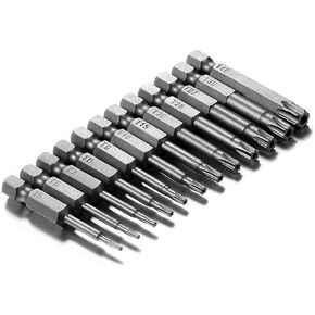 12PCS T5-T40 Torx Screwdriver Bit Set S2 Steel Magnetic Tamper Proof Star Security Torx Head Screwdriver Bits 1/4 Inch Hex Shank Screw Driver Drill Bit Tool Kit [2 Inch/50mm Length]