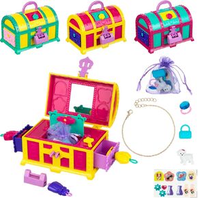 Expressions Surprise Treasure Chest - 1 Key & Lock Plastic Treasure Chest w/Assorted Fun Prizes for Kids, Mini Treasure Chest & Treasure Box Toys for Classroom