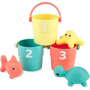 Simple Joys by Carter's Stacking Buckets and Ocean Squirties Bath Toy Bundle, One Size