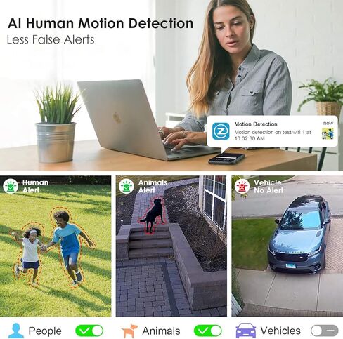 2pack 2K كاميرا أمان خارجية مع رؤية ليلية، كاميرات سلكية 3 ميجابكسل لنظام كاميرا أمان المنزل، كاميرا IP66 مقاومة للماء، فيديو مباشر 24/7، تخزين سحابي، متوافق مع Alexa وGoogle Assistant in Kuwait
