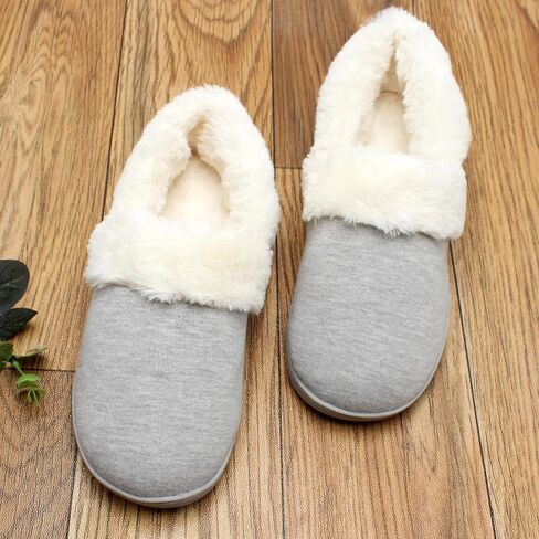 ofoot Womens Winter Warm Clogs Comfortable Cotton House Slippers Mules Memory Foam Insoled Washable Fluffy Indoor Shoes Non Slip Rubber Soles in Kuwait