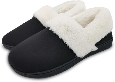 ofoot Womens Winter Warm Clogs Comfortable Cotton House Slippers Mules Memory Foam Insoled Washable Fluffy Indoor Shoes Non Slip Rubber Soles in Kuwait