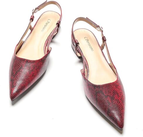 C.Paravano المرأة Slingback الشقق وأشار اصبع القدم Slingback الشقق للنساء Slingback الشقق للنساء Slingback الصنادل قابل للتعديل الكاحل حزام الأحذية in Saudi Arabia
